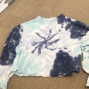 Tie-dye cropped crew neck from pink